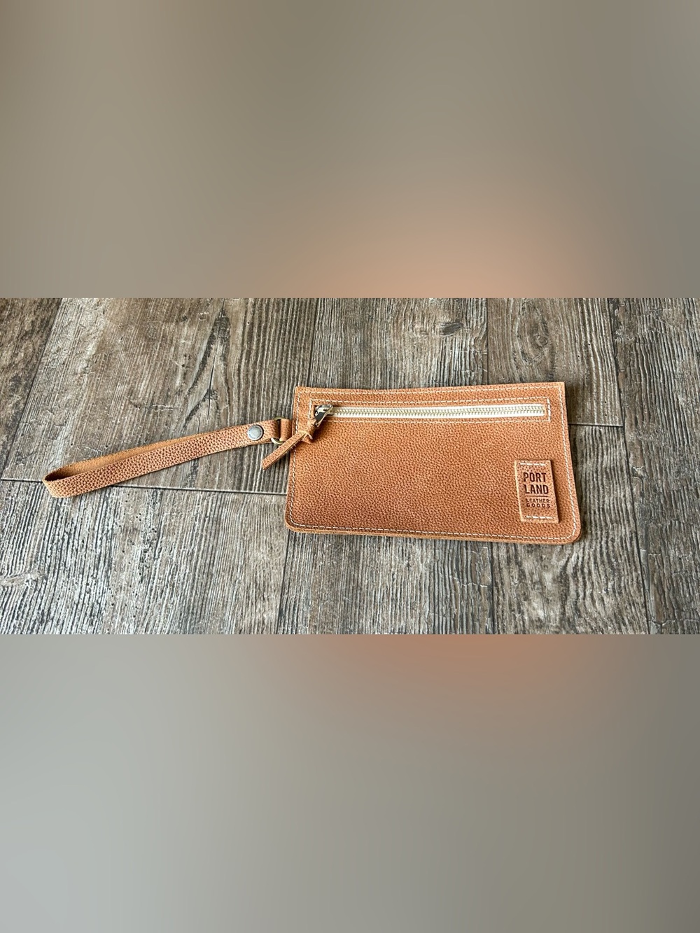 Portland Leather Tan Wristlet Pouch with Zipper